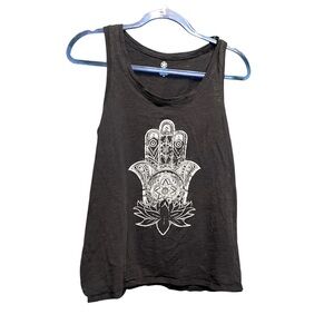 Gaiam Sleeveless "Hand of God" Yoga Top - Size Large (Black/White)